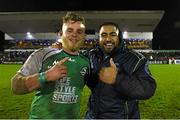 1 January 2015; Connacht's Finlay Bealham, left, and Rodney Ah You celebrate after victory over Munster. Connacht v Munster, Guinness PRO12 Round 12. The Sportsground, Galway. Picture credit: Diarmuid Greene / SPORTSFILE