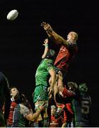 1 January 2015; Paul O'Connell, Munster, wins possession in a lineout ahead of Ultan Dillane, Connacht. Connacht v Munster, Guinness PRO12 Round 12. The Sportsground, Galway. Picture credit: Diarmuid Greene / SPORTSFILE