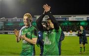 1 January 2015; Connacht's Darragh Leader, left, and Mils Muliaina applaud supporters after victory over Munster. Connacht v Munster, Guinness PRO12 Round 12. The Sportsground, Galway. Picture credit: Diarmuid Greene / SPORTSFILE