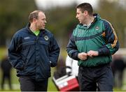 3 January 2015; Kerry manager Darragh O Se with selector Seamus Moynihan, left. Roscommon v Kerry, Hastings Cup 2015 Group 2 Round 1. Gort GAA Grounds, Gort, Co. Galway. Picture credit: Pat Murphy / SPORTSFILE
