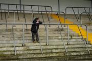 4 January 2015; Tommy Simms, from Kilcock, awaits the rest of the supporters in the main stand before the game. Bord na Mona O'Byrne Cup, Group B, Round 1, Kildare v Louth. St Conleth's Park, Newbridge, Co. Kildare. Picture credit: Piaras Ó Mídheach / SPORTSFILE