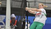 28 August 2007; Ireland's Eileen O'Keeffe throws 71.07 metres with her first and only throw during the Women's Hammer Qualifying Group B which resulted in her qualifying for the final on Thursday. The 11th IAAF World Championships in Athletics, Nagai Stadium, Osaka, Japan. Picture credit: Brendan Moran / SPORTSFILE  *** Local Caption ***