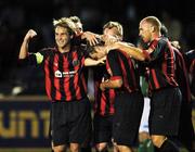 31 August 2007; Mark Rossiter, Bohemians, is congratulated by team-mates, from right, Glen Crowe, Stephen O'Donnell, Dessie Byrne and Kevin Hunt. eircom League of Ireland Premier Division, Bray Wanderers v Bohemians, Carlisle Grounds, Bray, Co. Wicklow. Picture Credit; Matt Browne / SPORTSFILE