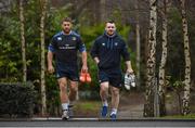 5 January 2015; Leinster's Sean O'Brien, left, and Cian Healy make their way to squad training ahead of their Guinness PRO12 Round 13 game against Cardiff on Saturday. Leinster Rugby Squad Training, Rosemount, UCD, Belfield, Dublin. Picture credit: Barry Cregg / SPORTSFILE