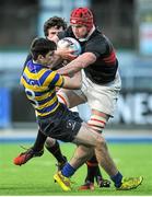6 January 2015; Daragh McDonnell, The High School, is tackled by Dara Lowndes, Skerries Community College. Bank of Ireland Leinster Schools Vinny Murray Cup 1st Round, The High School v Skerries Community College. Donnybrook Stadium, Donnybrook, Dublin. Picture credit: Cody Glenn / SPORTSFILE