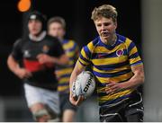 January 2015; Ruairi Woods, Skerries Community College, on his way to scoring his side's try. Bank of Ireland Leinster Schools Vinny Murray Cup, First Round, The High School v Skerries Community College, Donnybrook Stadium, Donnybrook, Dublin. Picture credit: Cody Glenn / SPORTSFILE
