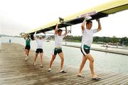 1 September 2007; The Irish Heavyweight Men's Four, left to right, Alan Martin, Sean Casey, Cormac Folan and Sean O'Neill, carry their boat to the boat house after qualifying for the 2008 Olympic games in Beijing after the Heavyweight men's B final at the 2007 World Rowing Championships, Oberschleissheim, Munich, Germany. Picture credit: David Maher / SPORTSFILE