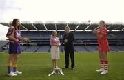 4 September 2007; Senior captains Mary Leacy, left, from Oulart, Wexford, and Gemma O'Connor, from Cork City, Cork, with President of the Camogie Association Liz Howard and CEO of Gala Retail Services Gary Desmond, at a photocall ahead of the Gala All-Ireland Senior and Junior Camogie Championship Finals, which will be taking place on Sunday the 9th September 2007. Croke Park, Dublin. Picture credit:  Brian Lawless / SPORTSFILE