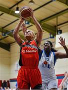 10 January 2015; Olivia Lee, UL Huskies, in action against Laura Hughes, Killester. Basketball Ireland Women's National Cup, Semi-Final, Killester v UL Huskies, Neptune Stadium, Cork. Picture credit: Brendan Moran / SPORTSFILE