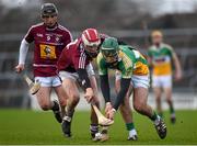 11 January 2015; Stephen Quirke, Offaly, in action against Kieran Duncan and Eoin Price, left, Westmeath. Bord na Mona Walsh Cup, Group 4, Round 1, Westmeath v Offaly, Cusack Park, Mullingar, Co. Westmeath. Picture credit: Pat Murphy / SPORTSFILE