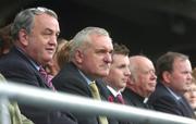 9 September 2007; An Taoiseach Bertie Ahern TD with Nickey Brennan, President of the GAA, left, and Garrett Howard, right, at the Gala All-Ireland Senior Camogie Final, Cork v Wexford, Croke Park, Dublin. Picture credit; Pat Murphy / SPORTSFILE