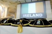 13 September 2007; The World Cup caps await the arrival of the Irish team. 2007 Rugby World Cup, Pool D, Conceil Regional D'Aquitaine, Bordeaux, France. Picture credit: Brendan Moran / SPORTSFILE