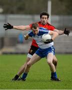 11 January 2015; Paddy Kierans, Monaghan, in action against Kevin McKernan, Down. Bank of Ireland Dr McKenna Cup, Group A, Round 2, Monaghan v Down, St Tiernach's Park, Clones, Co. Monaghan. Picture credit: Oliver McVeigh / SPORTSFILE