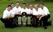 13 September 2007; The Galway Golf Club team, left to right, John Neary, Damien Coyne, Eddie McCormick, Damien Glynn, David Scully, Joe Lyons and Tom Nolan celebrate with the Bulmers Barton Shield after the Bulmers Barton Shield Final. Bulmers Cups and Shields Finals 2007, Shandon Park Golf Club, Belfast, Co. Antrim. Picture credit: Ray McManus / SPORTSFILE