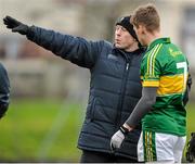 11 January 2015; Kerry selector Seamus Moynihan in conversation with Shane O'Connor, Kerry, before the game. McGrath Cup, Quarter-Final, Kerry v IT Tralee, Austin Stack Park, Tralee, Co. Kerry. Picture credit: Brendan Moran / SPORTSFILE