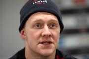 13 January 2015; Ulster's Stuart Olding during a press conference ahead of their European Rugby Champions Cup 2014/15, Pool 1, Round 5, match against RC Toulon on Saturday. Ulster Rugby Press Conference, Kingspan Stadium, Ravenhill Park, Belfast. Picture credit: Oliver McVeigh / SPORTSFILE