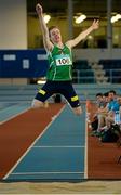 17 January 2015; Keith Marks, Cushinstown AC, in action during the long jump during the Junior Men Pentathlon event. GloHealth National Indoor Combined Events Championships, Athlone International Arena, Athlone, Co. Westmeath. Picture credit: Piaras O Midheach / SPORTSFILE