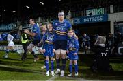 17 January 2015; Leinster captain Jamie Heaslip with mascots Georgia O'Dwyer and Alex Ryan. European Rugby Champions Cup 2014/15, Pool 2, Round 5, Leinster v Castres, RDS, Ballsbridge, Dublin. Picture credit: Matt Browne / SPORTSFILE