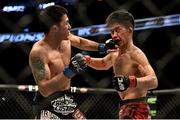 18 January 2015; Tateki Matsuda, right, in action against Joby Sanchez during their flyweight bout. UFC Fight Night, Tateki Matsuda v Joby Sanchez, TD Garden, Boston, Massachusetts, USA. Picture credit: Ramsey Cardy / SPORTSFILE