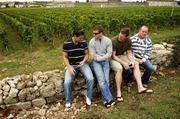 26 September 2007; Members of the Irish squad, from left, David Wallace, Gordon D'Arcy, Malcolm O'Kelly and Frankie Sheahan on a visit to the famous vineyards of Saint-Emilion, in the south of France, during a rest day ahead of their Pool D game against Argentina on Sunday next. Saint Emilion, France. Picture credit: Brendan Moran / SPORTSFILE