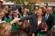 26 September 2007; President Mary McAleese meets Special Olympic athletes at a ceremony to mark the final leg of the Irish Law Enforcement Torch Run Ceremony in aid of Special Olympics Ireland. This event is the final send off for TEAM Ireland before they depart for the Special Olympics World Summer Games. The 2007 Special Olympics World Summer Games will take place in Shanghai, China from 2nd October 2007 to the 11th October 2007. Westmanstown, Dublin. Picture credit: David Maher / SPORTSFILE