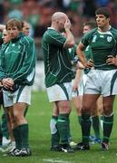 30 September 2007; Ireland players, from left, Jerry Flannery, John Hayes, and Donnacha O'Callaghan, after the match. 2007 Rugby World Cup, Pool D, Ireland v Argentina, Parc des Princes, Paris, France. Picture credit; Brian Lawless / SPORTSFILE