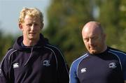 1 October 2007; Leinster's Leo Cullen and Bernard Jackman, right, during a squad training session. Leinster Squad Training, University College Dublin, Dublin. Picture credit; Pat Murphy / SPORTSFILE