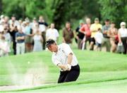 1 August 1999; Darren Clarke chips out of the bunker onto the 13th green during day three of the Smurfit European Open at the K-Club in Straffan, Kildare. Photo by Matt Browne/Sportsfile