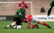 21 August 1999; Gareth Cronin of Cork City in action against Glen Shannon of Sligo Rovers during the Eircom League Premier Division match between Cork City and Sligo Rovers at Turners Cross in Cork. Photo by Damien Eagers/Sportsfile