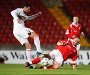 2 October 2007; Barry Johnston, Cliftonville, in action against Dean Fitzgerald, Glentoran. Co. Antrim Shield Semi-Final, Cliftonville v Glentoran, Newforge Country Club, Belfast, Co. Antrim. Picture credit; Oliver McVeigh / SPORTSFILE