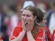 7 October 2007; Cork's Lucy Hawkes after the final whistle. Gala All-Ireland Senior B Camogie Championship Final Replay, Cork v Limerick, Páirc Uí Rinn, Co. Cork. Picture credit: Ray Lohan / SPORTSFILE