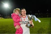 24 January 2015; Tyrone captain Sean Cavanagh celebrates with his 4 year old daughter Eva and the Dr McKenna cup after the game. McKenna Cup Final, Tyrone v Cavan, Athletic Grounds, Armagh. Picture credit: Oliver McVeigh / SPORTSFILE