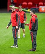 25 January 2015; Munster head coach Anthony Foley in conversation with Paul O'Connell and scrum coach Jerry Flannery before the game. European Rugby Champions Cup 2014/15, Pool 1, Round 6, Munster v Sale Sharks. Thomond Park, Limerick. Picture credit: Diarmuid Greene / SPORTSFILE