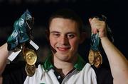 9 October 2007; William Loughnane, from Clooney-Quin, Co. Clare, who was competing in six disciplines, vault, pommel horse, rings, parallel bars, floor and high bar, and won a total of seven medals, six gold and one bronze in vault. 2007 Special Olympics World Summer Games, Shanghai International Gymnastics Centre, Shanghai, China. Picture credit: Ray McManus / SPORTSFILE