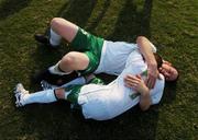 10 October 2007; Ken Elliott, 5, from Clondalkin, Dublin, celebrates with team-mate Darren Farrelly, Portarlington, Co. Laois, after Team Ireland defeated France in a final. 2007 Special Olympics World Summer Games, Shanghai Songjiang Stadium, Shanghai, China. Picture credit: Ray McManus / SPORTSFILE