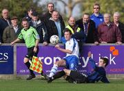 13 October 2007; Timothy Mouncey, Linfield, in action against Philip McBirney, Armagh City. Carnegie Premier League, Armagh City v Linfield, Holm Park, Armagh. Picture credit; Mark Pearse / SPORTSFILE