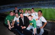 13 October 2007; Soccer legend and former Irish International player John Aldridge pictured with lucky Dubliner Shane Riordan and friends, and Dennis Cousins, eircom Sponsorship Manager, in their own VIP corporate box in Croke Park at the Republic of Ireland v Germany match. Shane was the winner of a week-long eircom soccer competition running on the Gerry Ryan Show where he fought off stiff competition to prove himself as a die-hard soccer fan. For exclusive interviews and behind-the-scenes footage of the Irish team log on to www.eircom.net/soccer.  2008 European Championship Group D Qualifier, Republic of Ireland v Germany, Croke Park, Dublin. Picture credit: Stephen McCarthy / SPORTSFILE