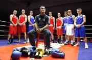 15 October 2007; Team Ireland head coach Billy Walsh with boxers, left to right, David Oliver Joyce, Athy, Co. Kildare, Roy Sheahan, Athy, Co. Kildare, Kenny Egan, Dublin, John Sweeney, Co.Donegal, John Joe Joyce, Limerick, Darren Sutherland, Dublin, Eric Donovan, Athy, Co.Kildare, and Conor Ahern, Dublin, at AIBA World Boxing Championships Chicago 2007 Press Conference. The 2007 AIBA World Boxing Championships will be held in Chicago at the University of Illinois - Chicago Pavilion, from the 23rd October to the 3rd November 2007. The National Stadium, Dublin. Picture credit: David Maher / SPORTSFILE