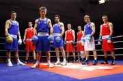 15 October 2007; Team Ireland boxers, from left to right, Kenny Egan, Dublin, John Sweeney, Donegal, Conor Ahern, Dublin, Darren Sutherland, Dublin, John Joe Joyce, Limerick, Eric Donovan, Athy, Co. Kildare, Roy Sheahan, Athy, Co. Kildare, and David Oliver Joyce, Athy, Co. Kildare, at AIBA World Boxing Championships Chicago 2007 Press Conference. The 2007 AIBA World Boxing Championships will be held in Chicago at the University of Illinois - Chicago Pavilion, from the 23rd October to the 3rd November 2007. The National Stadium, Dublin. Picture credit: David Maher / SPORTSFILE