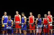 15 October 2007; Team Ireland boxers, left to right, Kenny Egan, Dublin, Conor Ahern, Dublin, John Sweeney, Donegal, Darren Sutherland, Dublin, John Joe Joyce, Limerick, Eric Donovan, Athy, Co. Kildare, David Oliver Joyce, Athy, Co. Kildare, and Roy Sheahan, Athy, Co. Kildare, at AIBA World Boxing Championships Chicago 2007 Press Conference. The 2007 AIBA World Boxing Championships will be held in Chicago at the University of Illinois - Chicago Pavilion, from the 23rd October to the 3rd November 2007. The National Stadium, Dublin. Picture credit: David Maher / SPORTSFILE