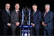 28 January 2015; In attendance at the launch of the RBS Six Nations Championship Launch 2015 are team head coaches, from left to right, France's Philippe Saint-Andre, England's Stuart Lancaster, Ireland's Joe Schmidt and Wales' Warren Gatland. RBS Six Nations Championship Launch 2015, The Hurlingham Club, Ranelagh Gardens, London, England. Picture credit: Ramsey Cardy / SPORTSFILE