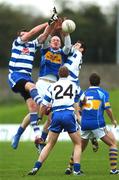 21 October 2007; Damien Sheridan, Senechalstown, in action against Mark Ward, left, and Stephen MacGabhann, Navan O'Mahony's. Meath Senior Football Championship Final, Senechalstown v Navan O'Mahony's, Pairc Tailteann, Navan, Co. Meath. Picture credit: Brian Lawless / SPORTSFILE