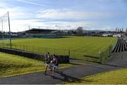 1 February 2015; Members of the Galway team make their way to a back pitch to warm-up ahead of the game. Bord na Mona Walsh Cup, Semi-Final, Carlow v Galway. Netwatch Cullen Park, Carlow. Picture credit: Ramsey Cardy / SPORTSFILE