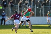 1 February 2015; Seamus Murphy, Carlow, in action against Colm Flynn, Galway. Bord na Mona Walsh Cup, Semi-Final, Carlow v Galway. Netwatch Cullen Park, Carlow. Picture credit: Ramsey Cardy / SPORTSFILE