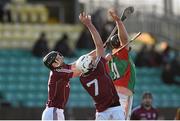 1 February 2015; David Collins, left, and Gearóid McInerney, Galway, in action against John Michael Nolan, Carlow. Bord na Mona Walsh Cup, Semi-Final, Carlow v Galway. Netwatch Cullen Park, Carlow. Picture credit: Ramsey Cardy / SPORTSFILE