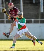 1 February 2015; Jonathan Glynn, Galway, in action against Richard Coady, Carlow. Bord na Mona Walsh Cup, Semi-Final, Carlow v Galway. Netwatch Cullen Park, Carlow. Picture credit: Ramsey Cardy / SPORTSFILE