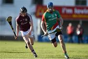 1 February 2015; Seamus Murphy, Carlow, in action against Colm Flynn, Galway. Bord na Mona Walsh Cup, Semi-Final, Carlow v Galway. Netwatch Cullen Park, Carlow. Picture credit: Ramsey Cardy / SPORTSFILE