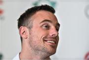 2 February 2015; Ireland's Tommy Bowe speaks to media during a press conference. Carton House, Maynooth, Co. Kildare. Picture credit: Ramsey Cardy / SPORTSFILE