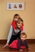 5 February 2015; GloHealth announces its sponsorship of Schools Athletics officially launched by Olympian and sports consultant Roisin McGettigan. Pictured at the launch are Roisin McGettigan with her dughters ten month old Ava and three year old Hope. Friars Hill, Wicklow Town, Co. Wicklow. Picture credit: Pat Murphy / SPORTSFILE