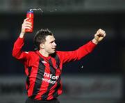 6 November 2007; Crusaders' David Rainey, scorer of the only goal, celebrates at the end of the game. CIS Insurance Cup semi-final, Crusaders v Glentoran, Winsor Park, Belfast, Co. Antrim. Picture credit; Oliver McVeigh / SPORTSFILE
